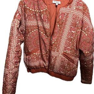 Polagram Terracotta Patterned Bomber Jacket